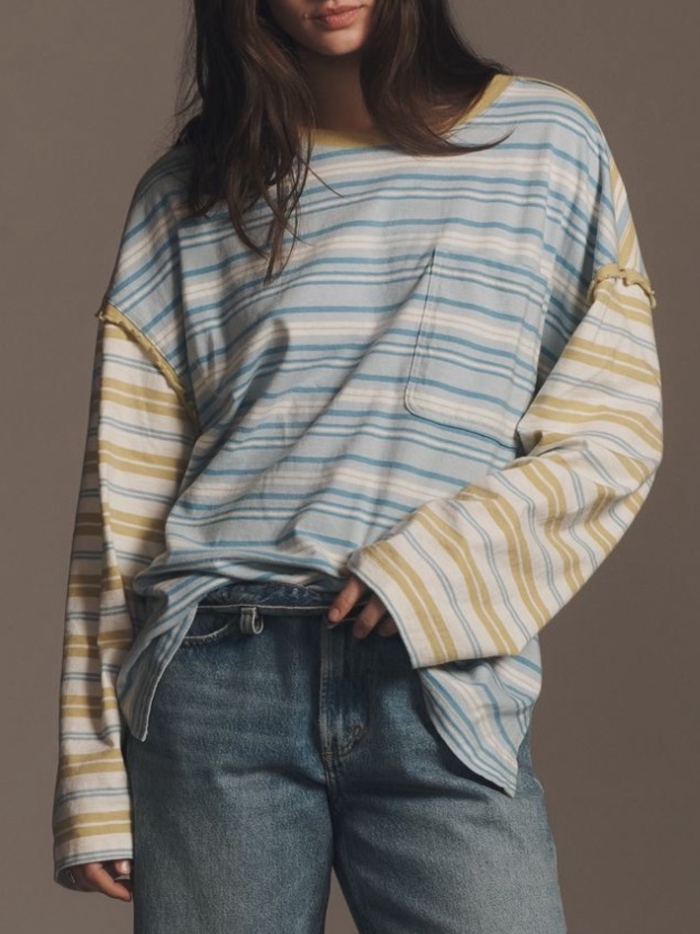 PILCRO➕ANTHROPOLOGIE Long Sleeve Boyfriend Tee NWT